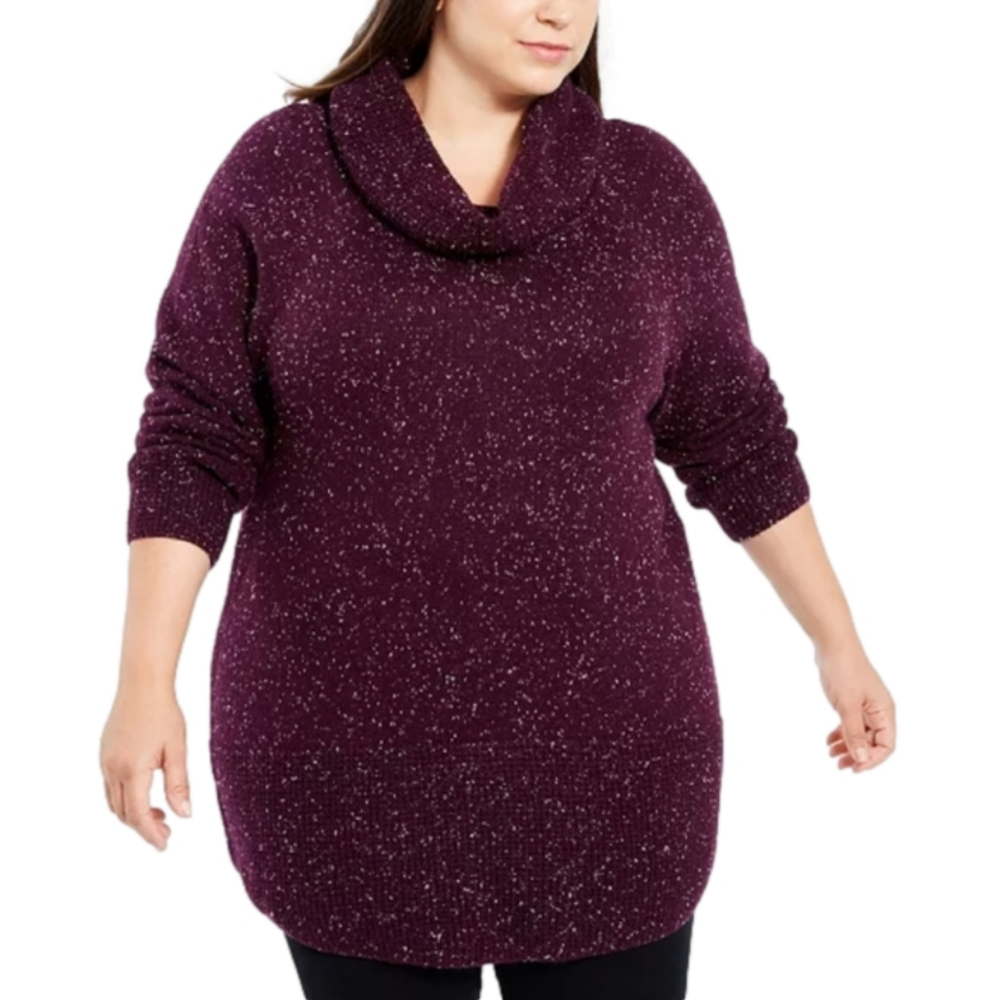 CALVIN KLEIN plus Size purple Space-Dye‎ Cowlneck Sweater 1X 3X new!